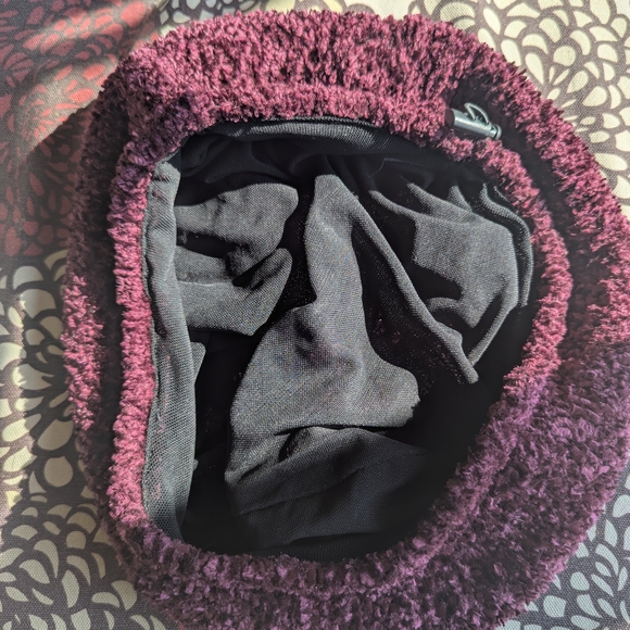 Cranberry Velvet Slouchy Beret/Beanie. Adjustable XL - Picture 2 of 5